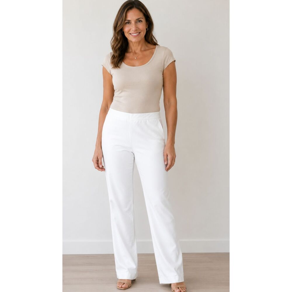 New Alfred Dunner Classic Fit Straight Anchor's Away Pull On Pant Women's Size 8